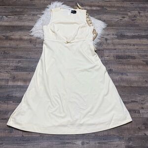 J. Crew Ivory Sleeveless Dress with Wool Gold Accents